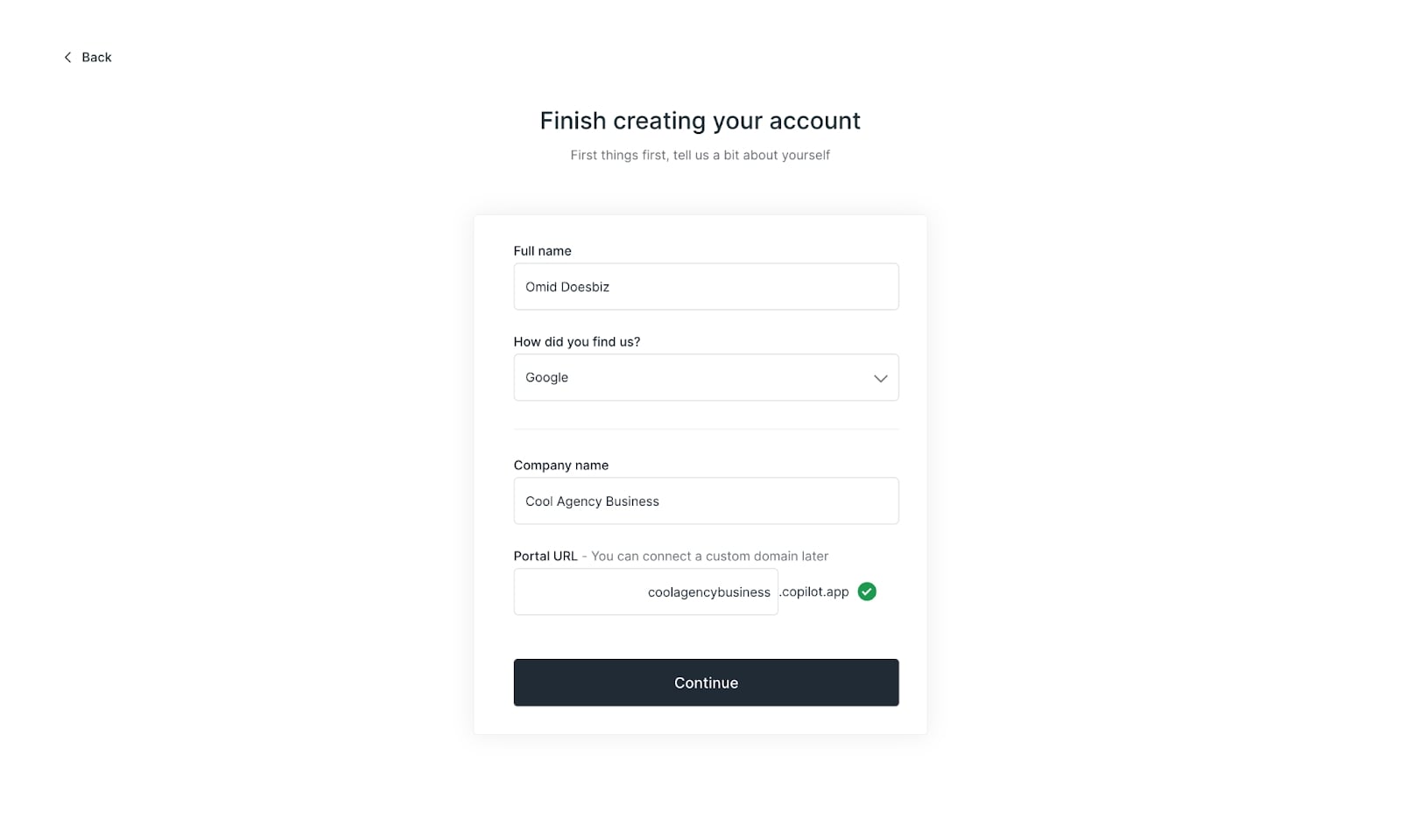 Creating an account