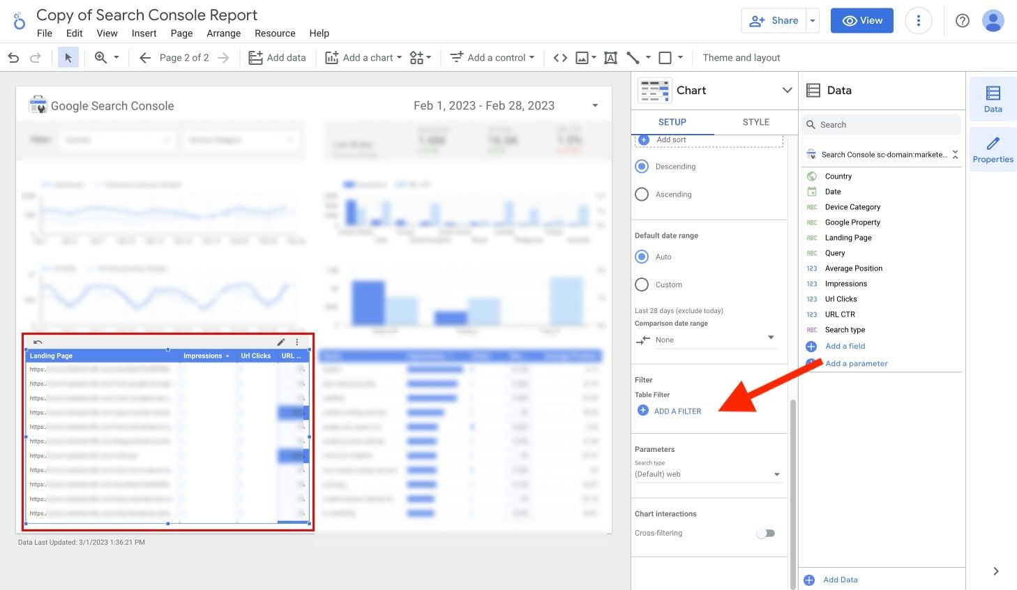 Data filter Looker Studio