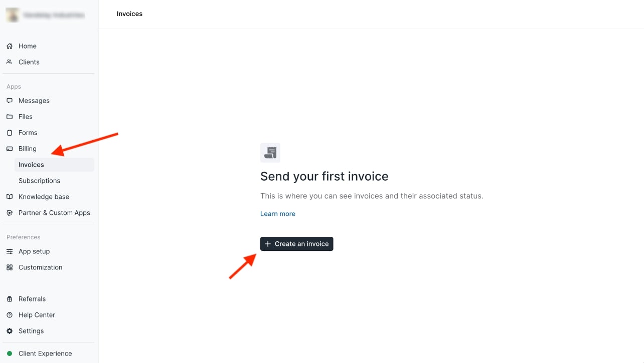 Creating an invoice in Copilot