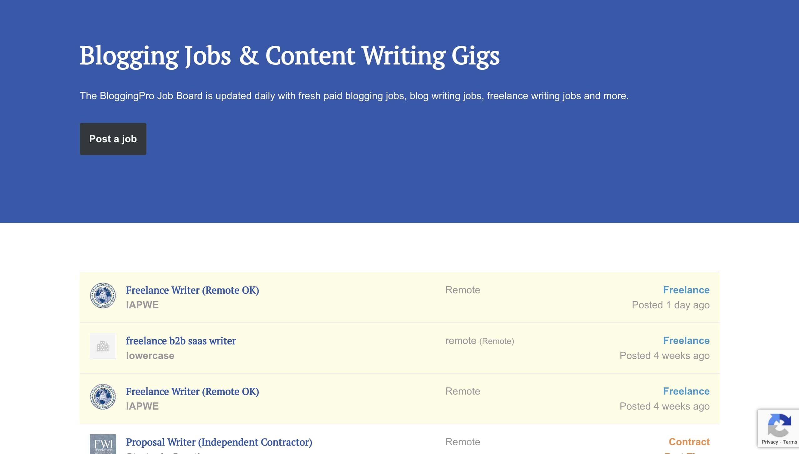 Blogging Pro freelance writing jobs