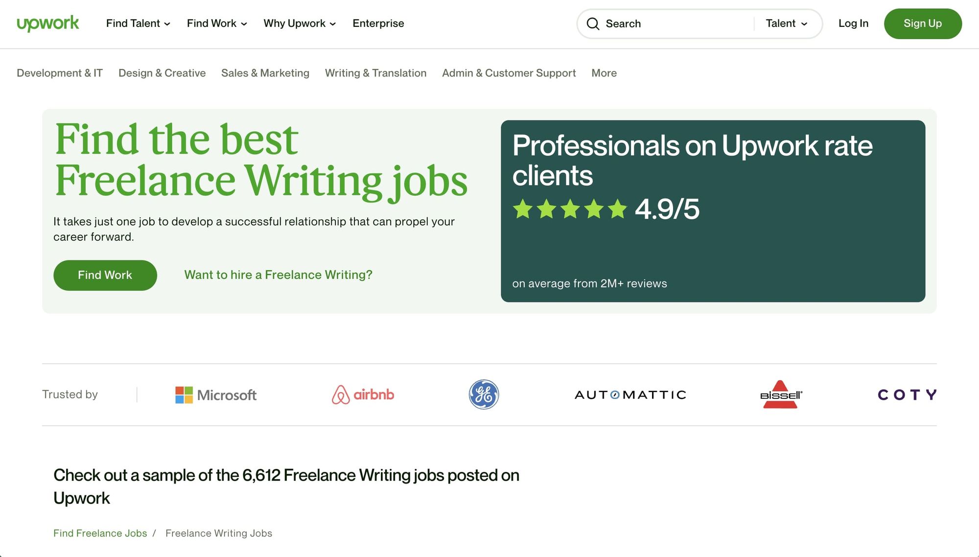 Upwork freelance writing jobs