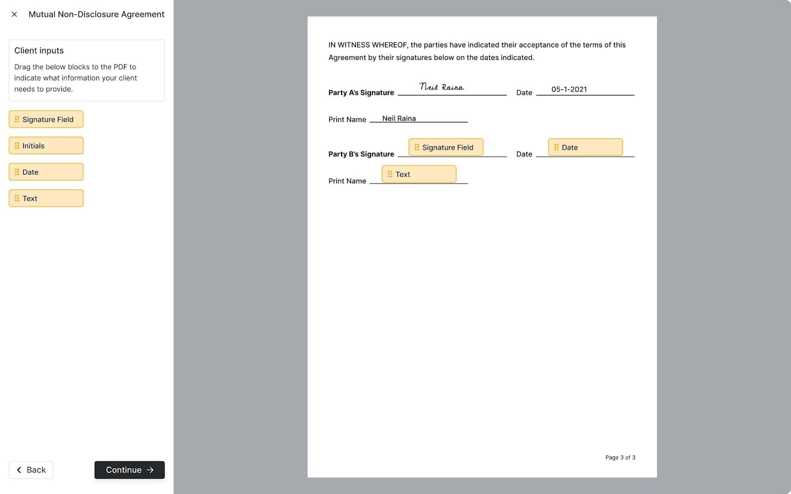 eSignature feature in Copilot