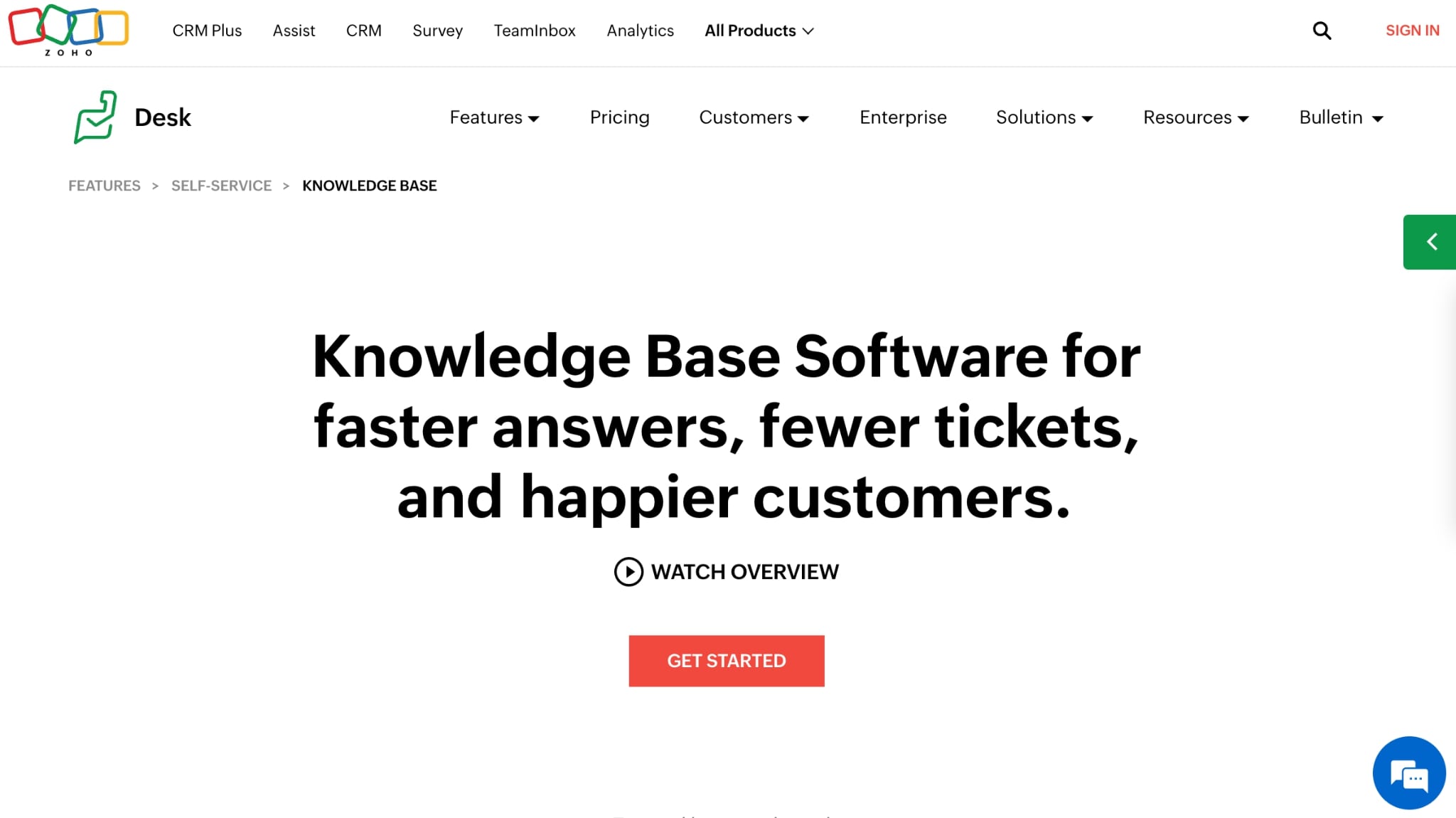 Zoho Desk knowldge base software