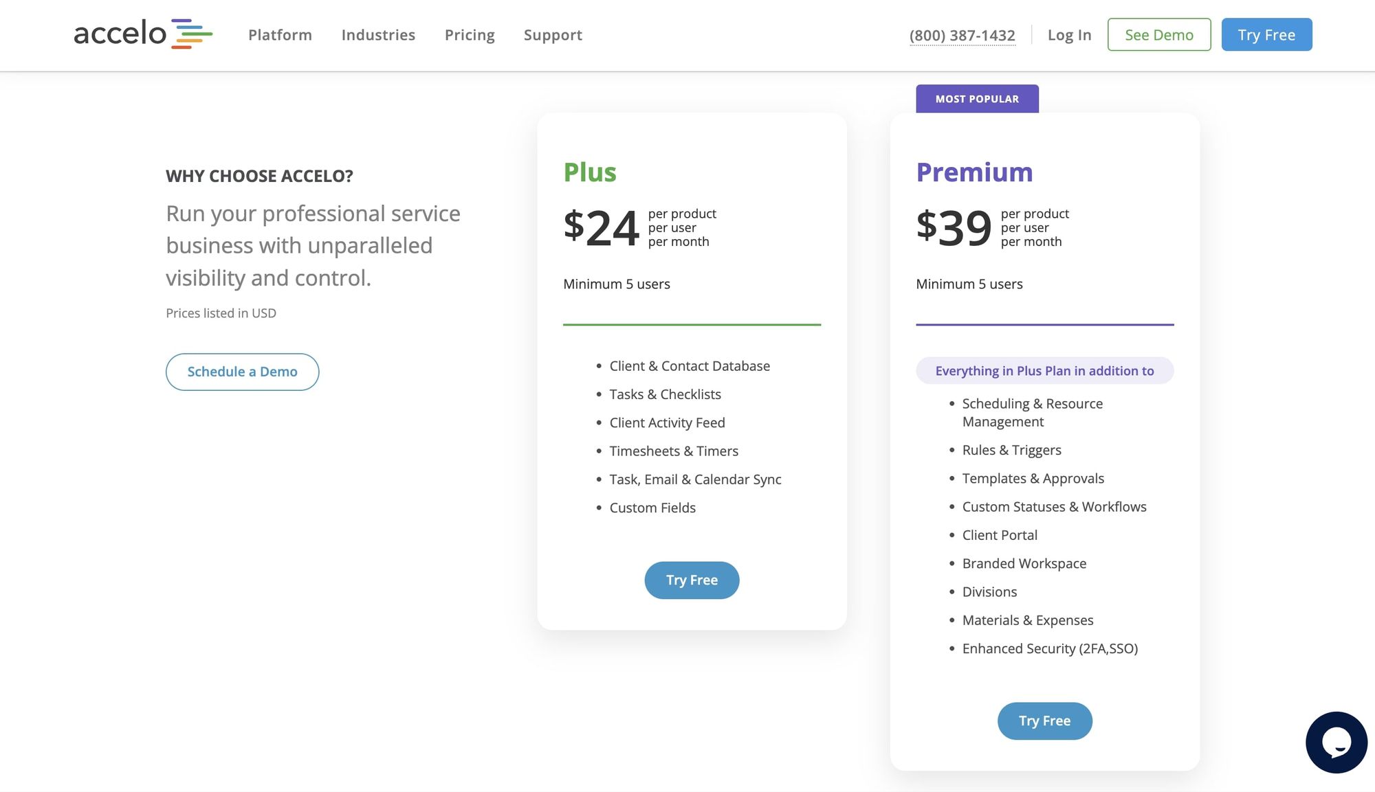 Accelo pricing plans