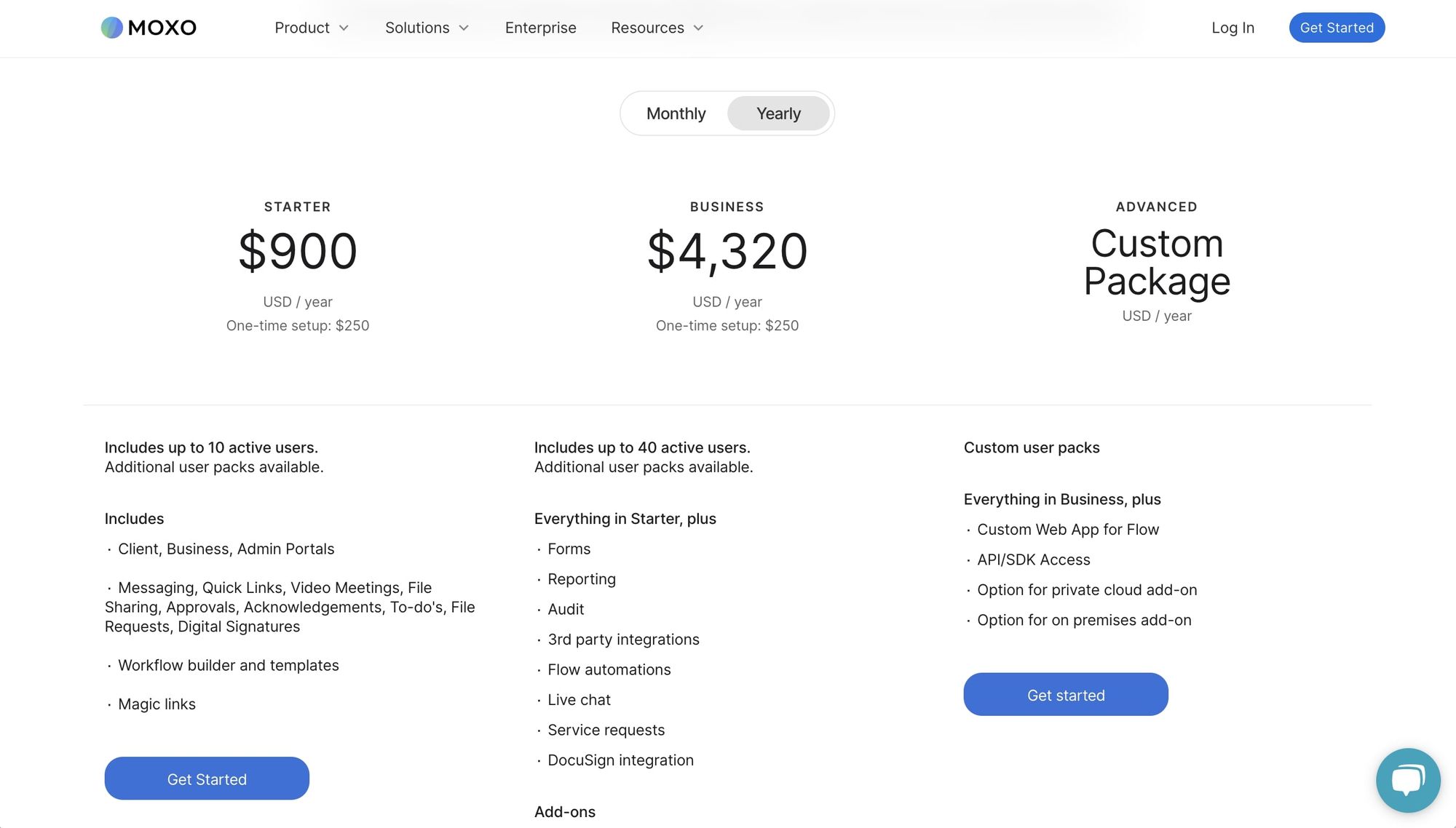 Moxo pricing plans