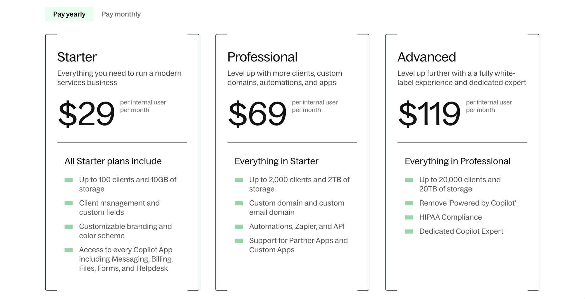 Copilot's pricing plans