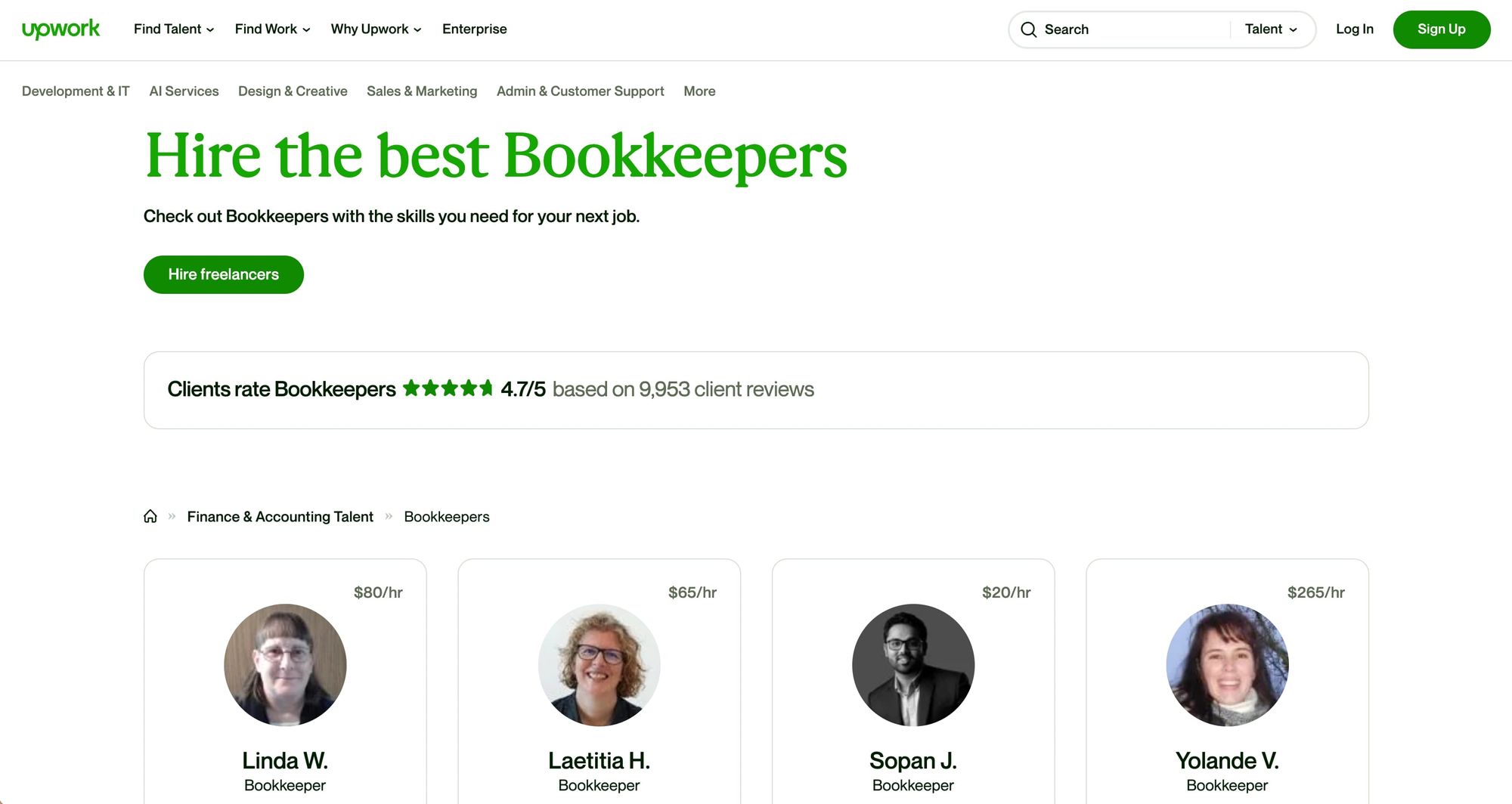 Bookkeeper's on Upwork