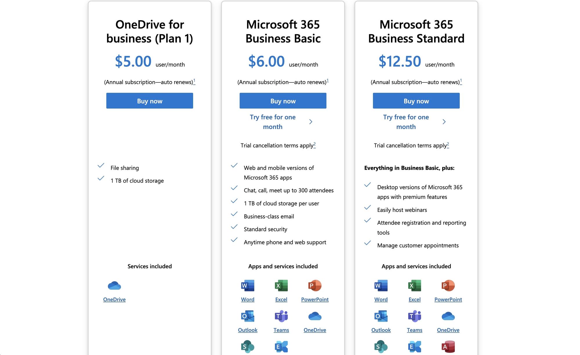 OneDrive pricing plans