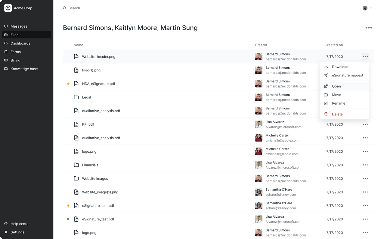 Copilot files dashboard