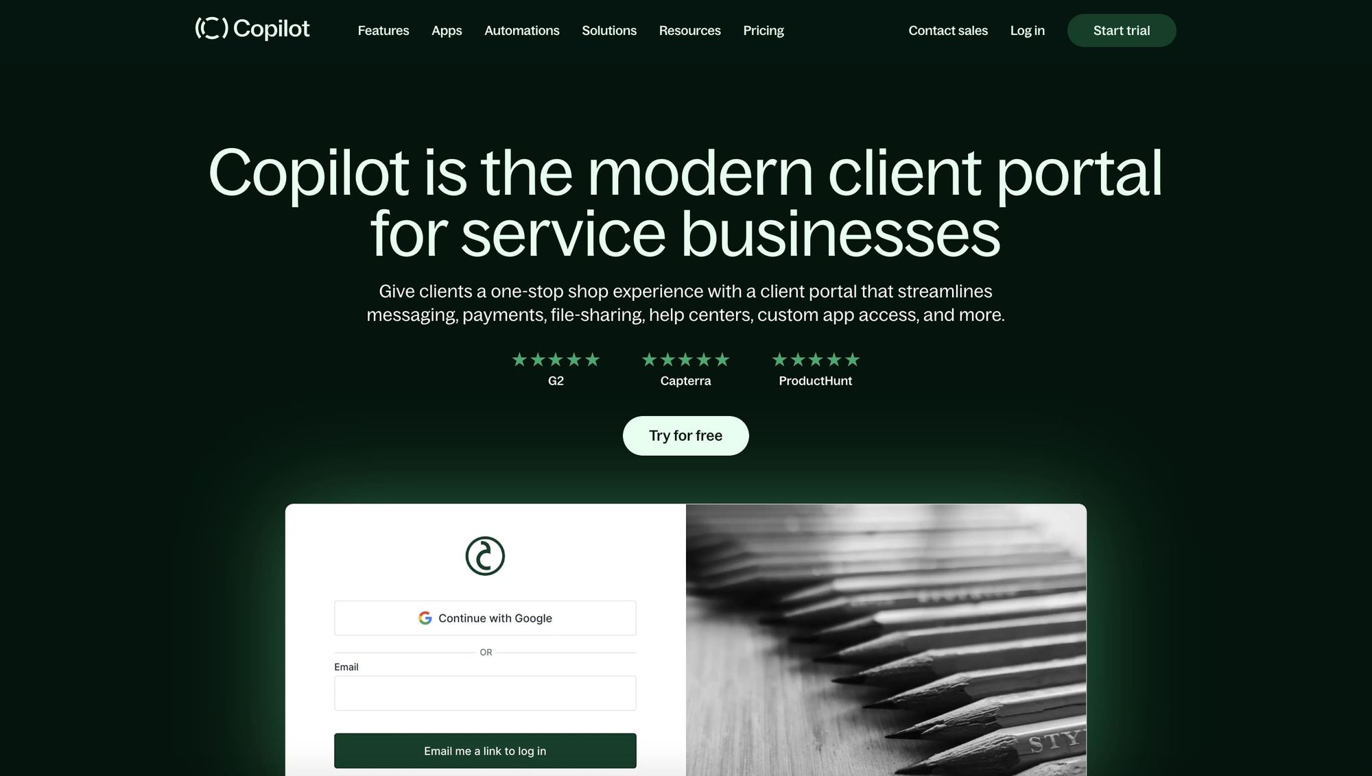 Copilot modern client portal