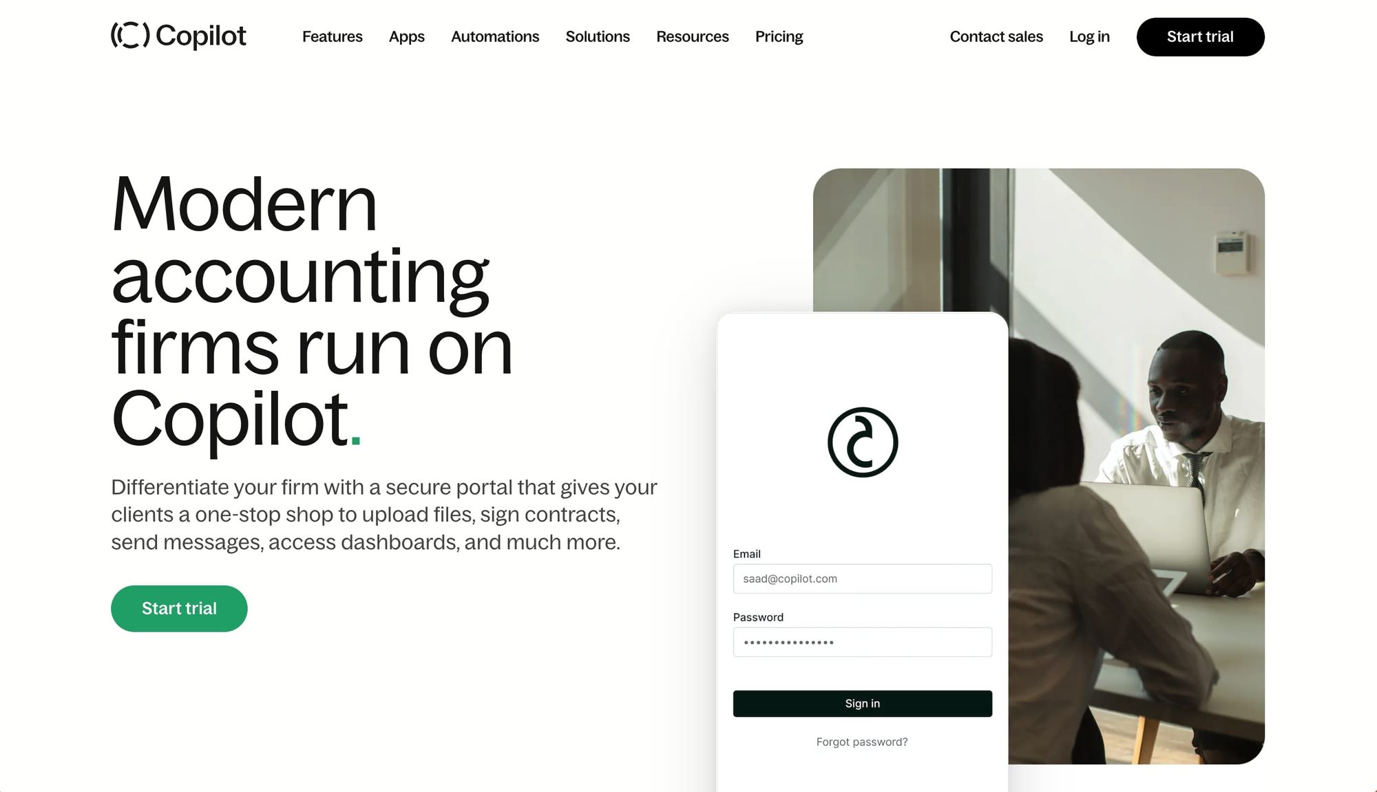 Copilot accounting client portal