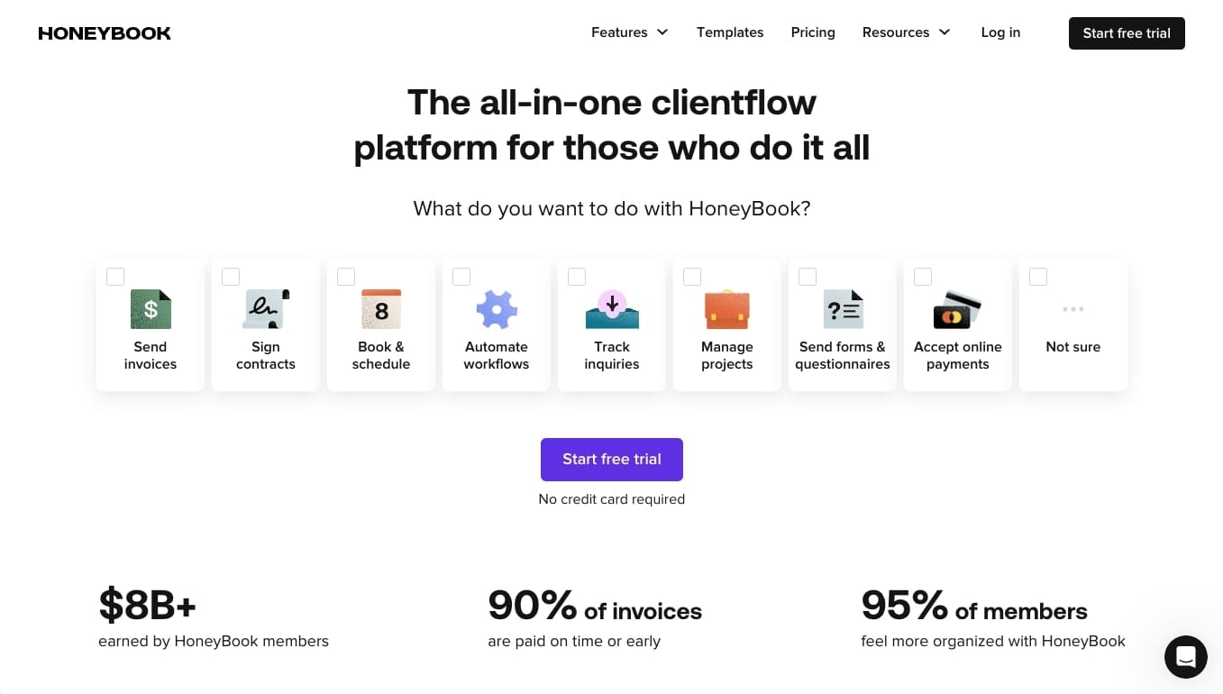 HoneyBook client portal