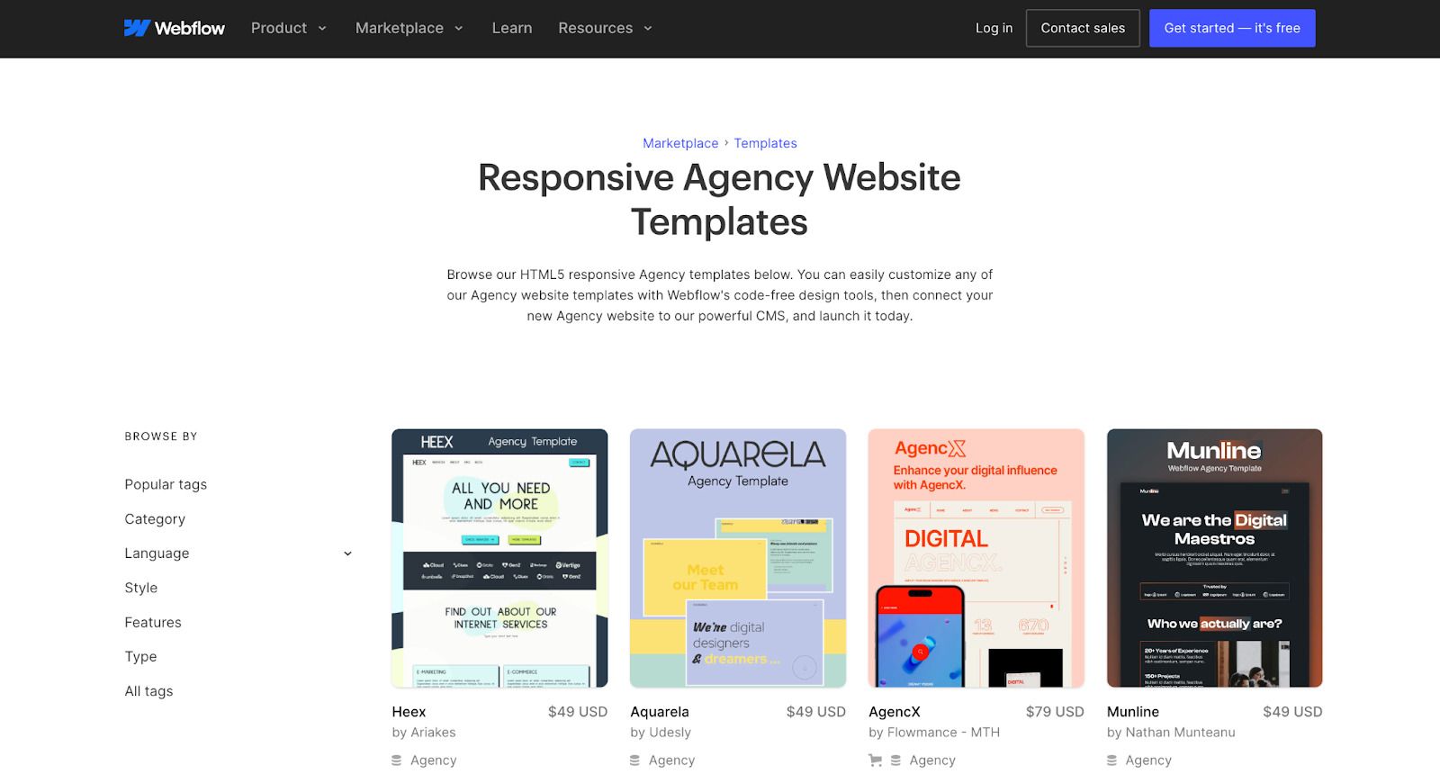 Webflow agency templates