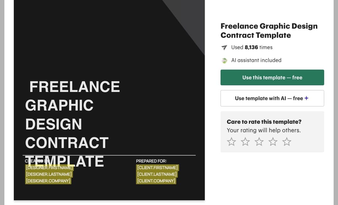 Design service contract template