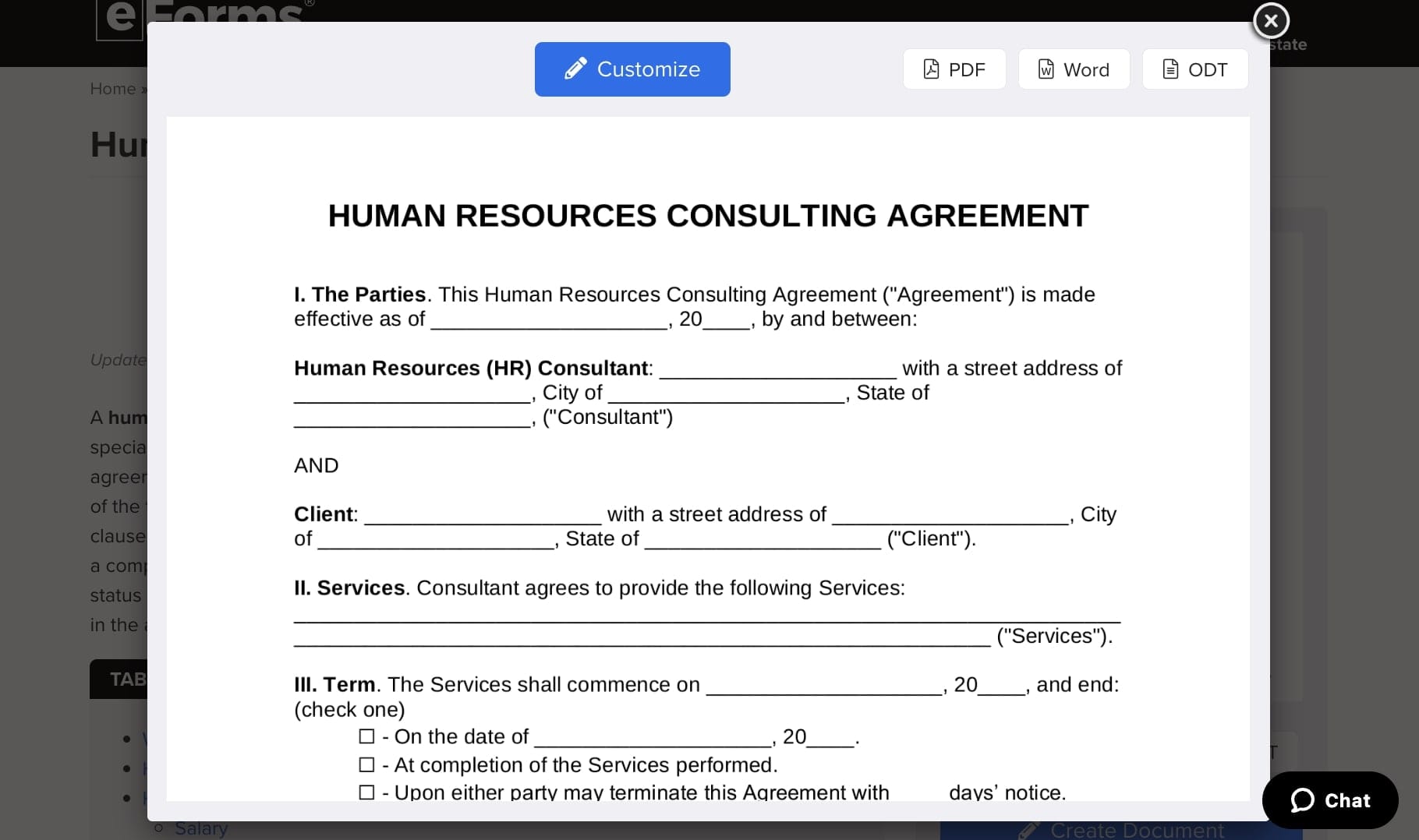 HR consulting services template
