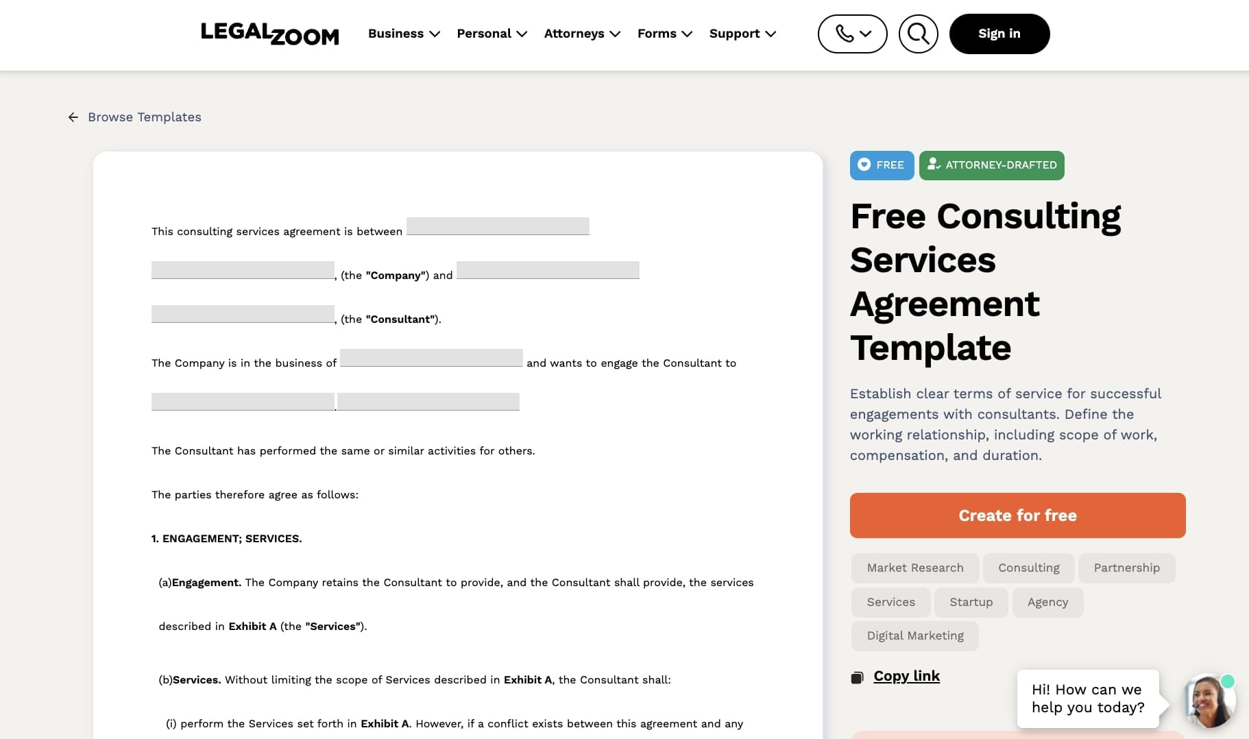 Legal consulting services template
