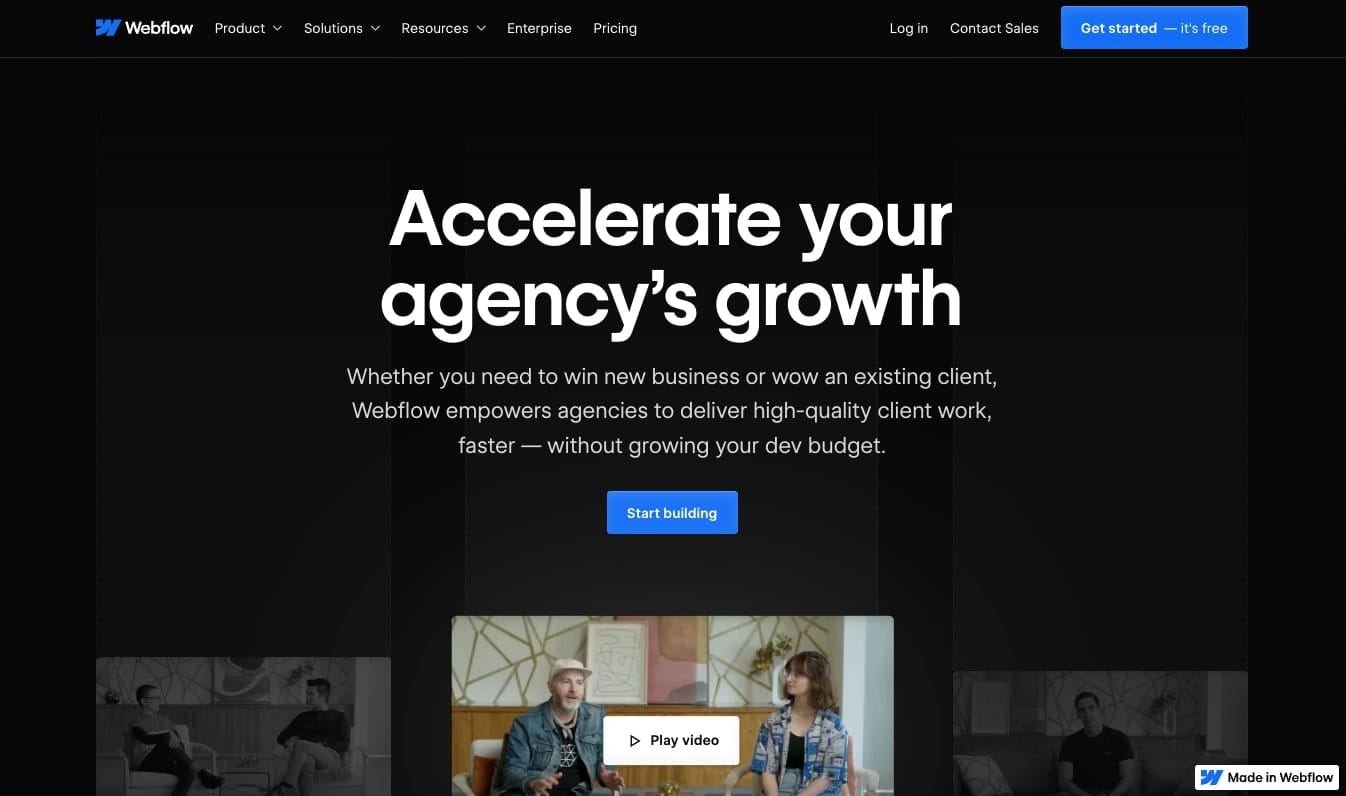 Webflow for marketing agency websites