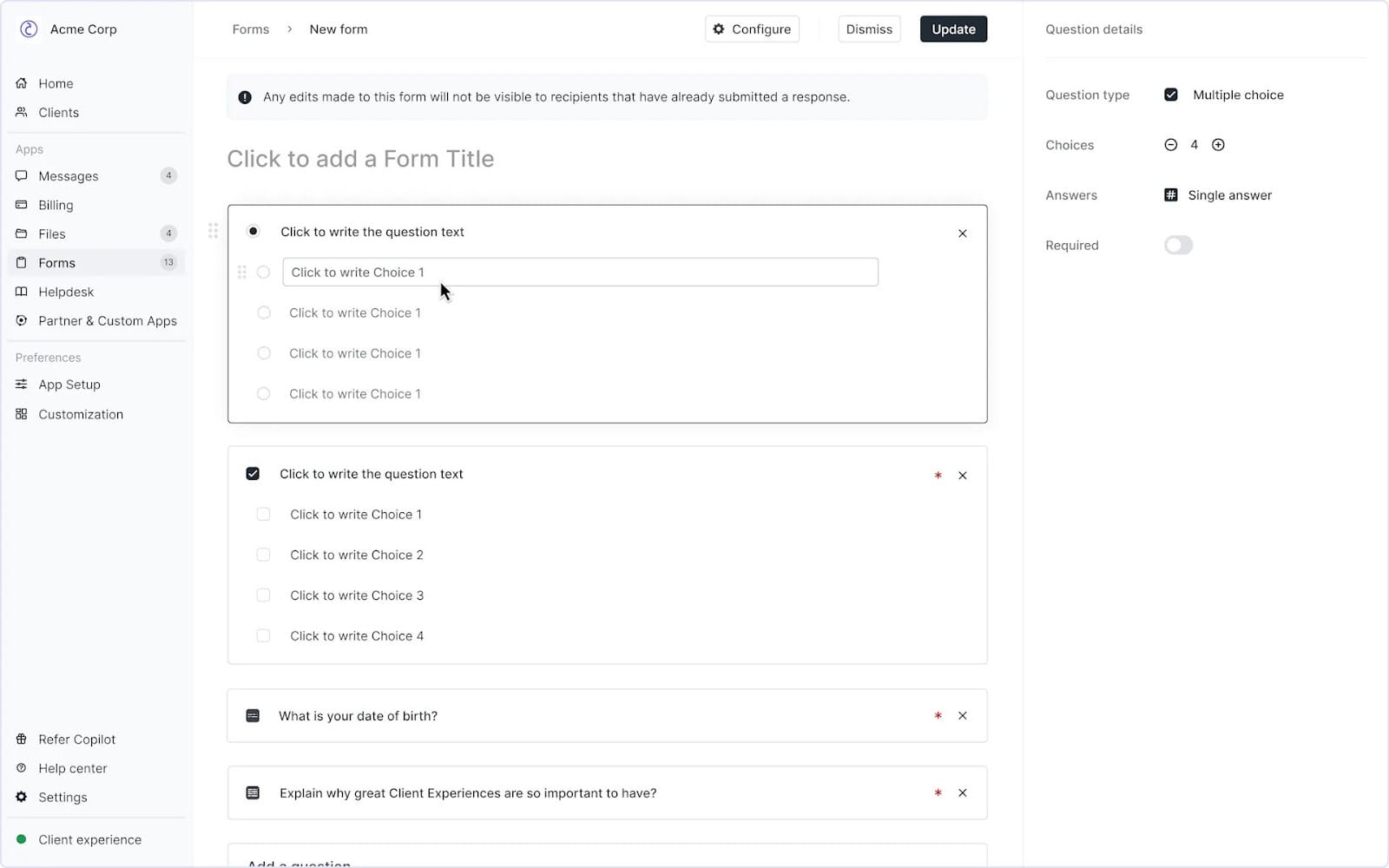 Create an intake form in Copilot