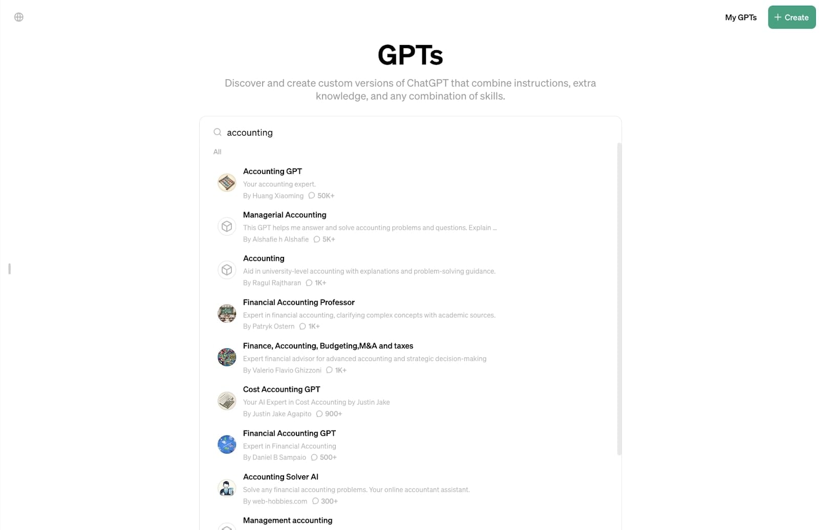 GPT marketplace in ChatGPT