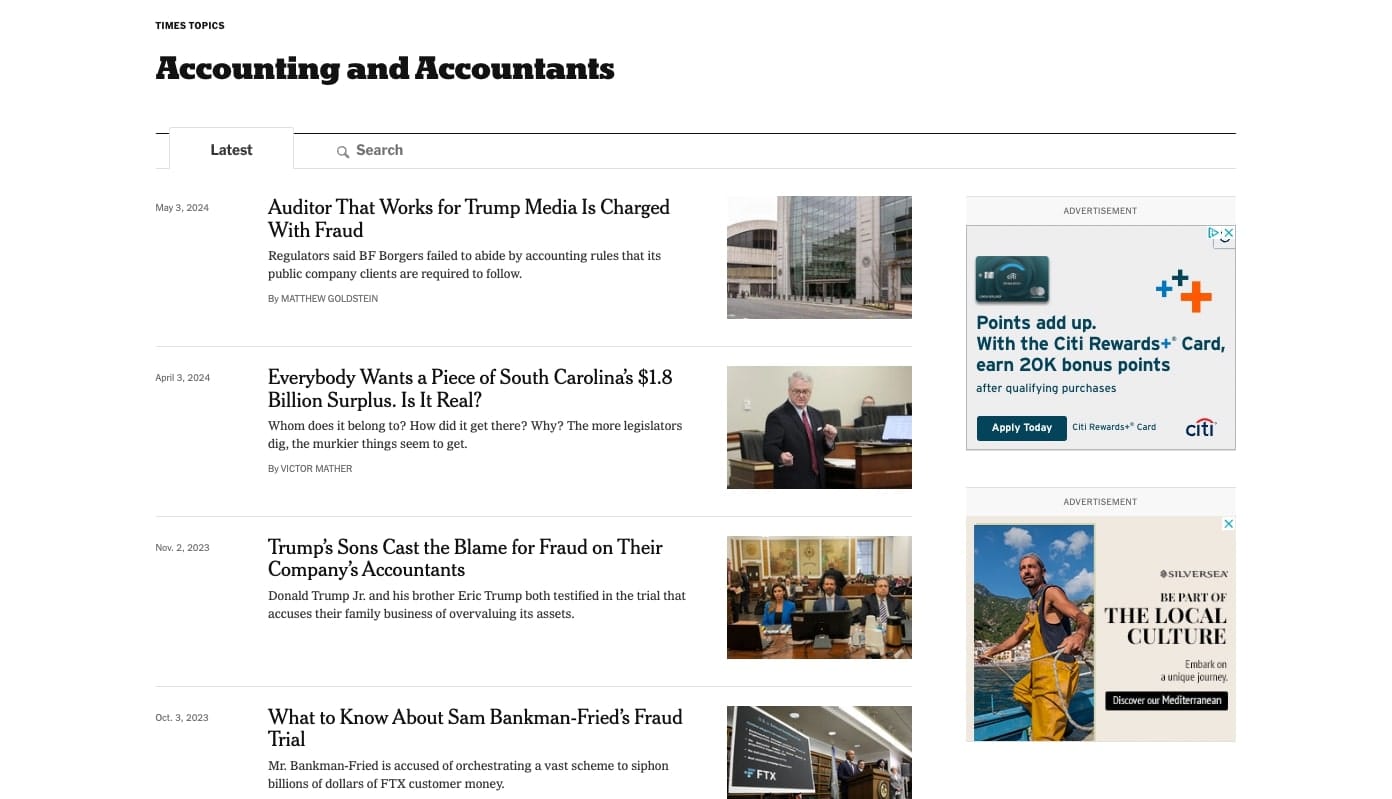 The New York Times accounting section