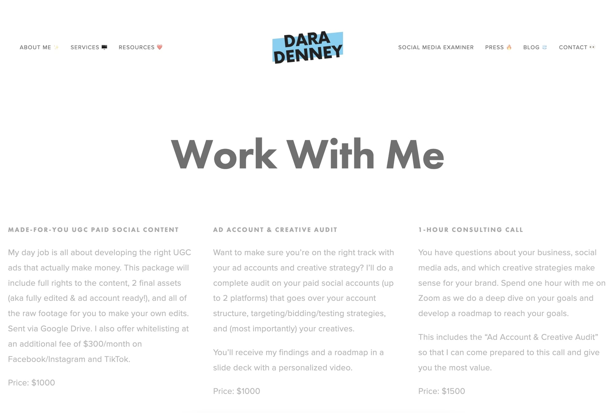 Dara Denney's consulting packages