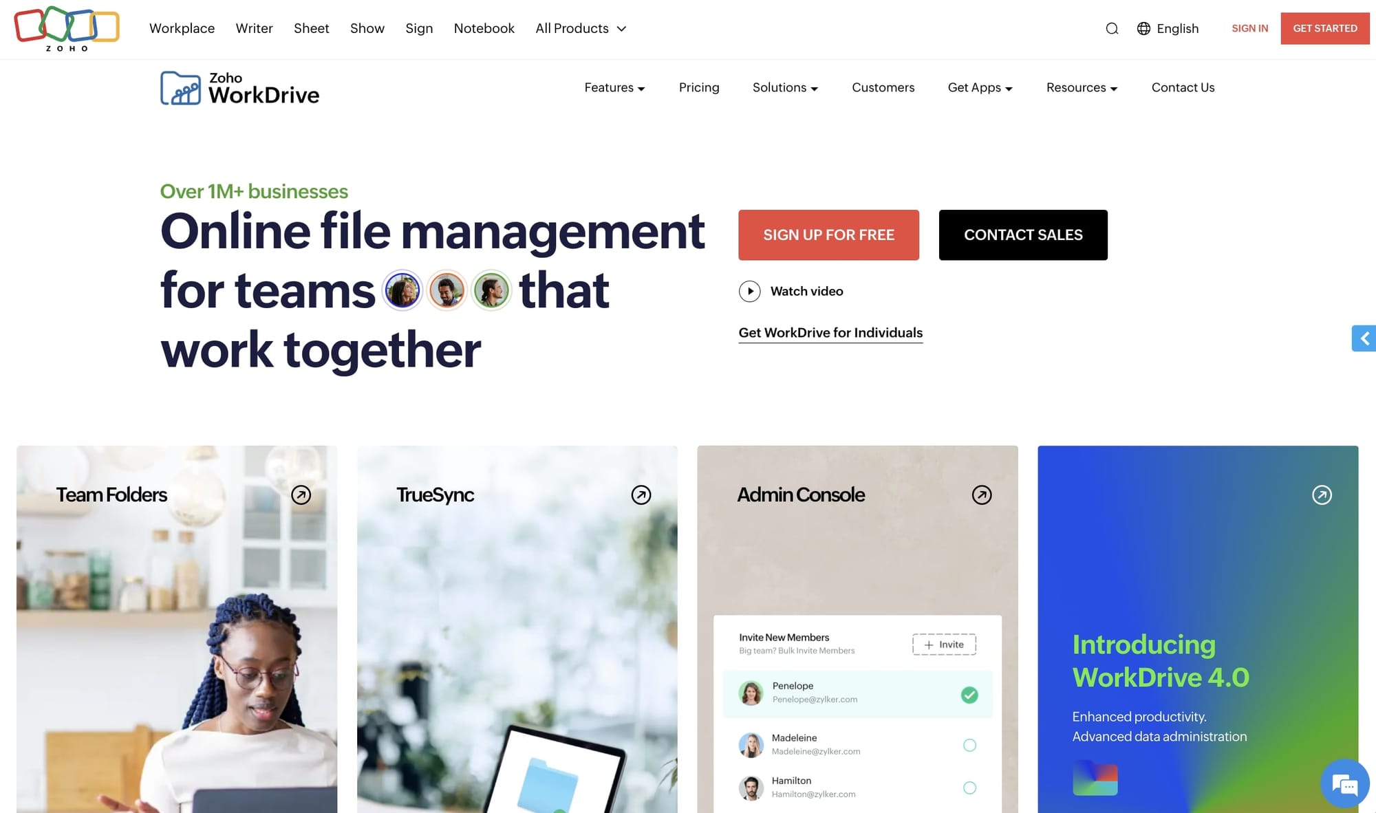 Zoho WorkDrive document management system