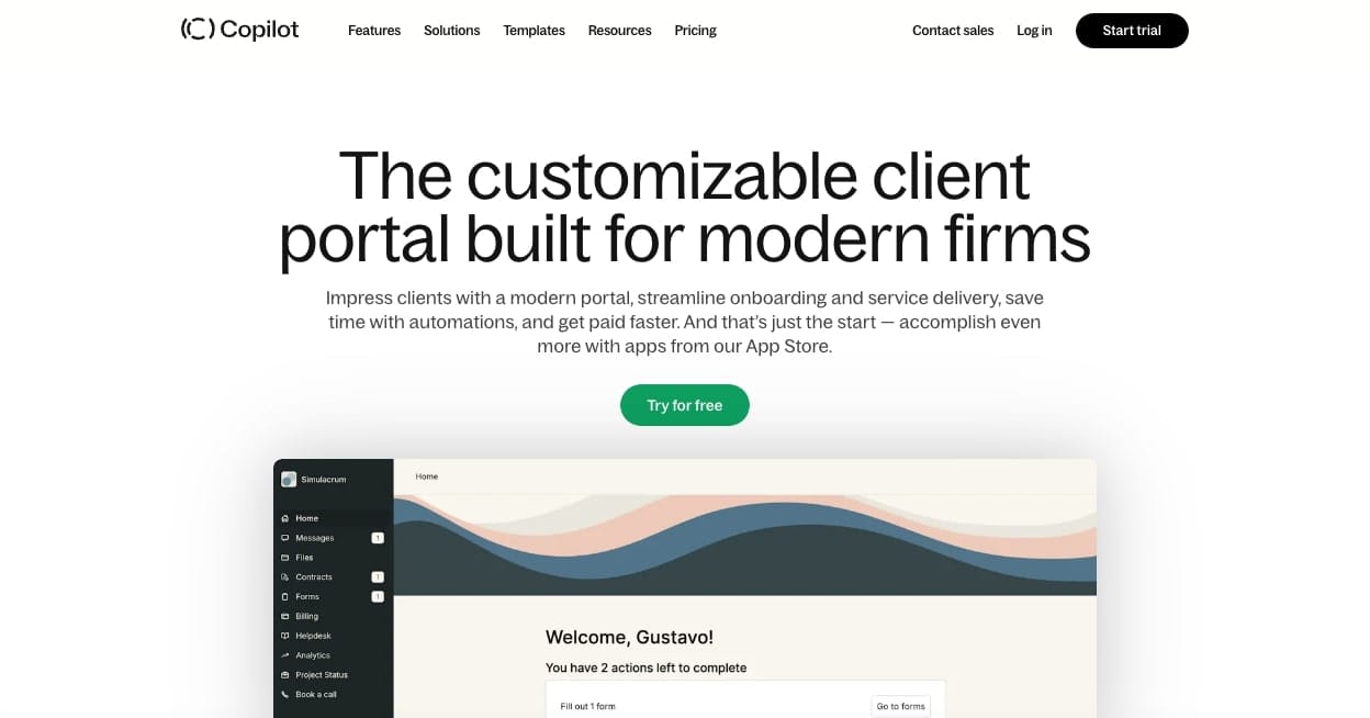 Copilot client portal software for modern firms