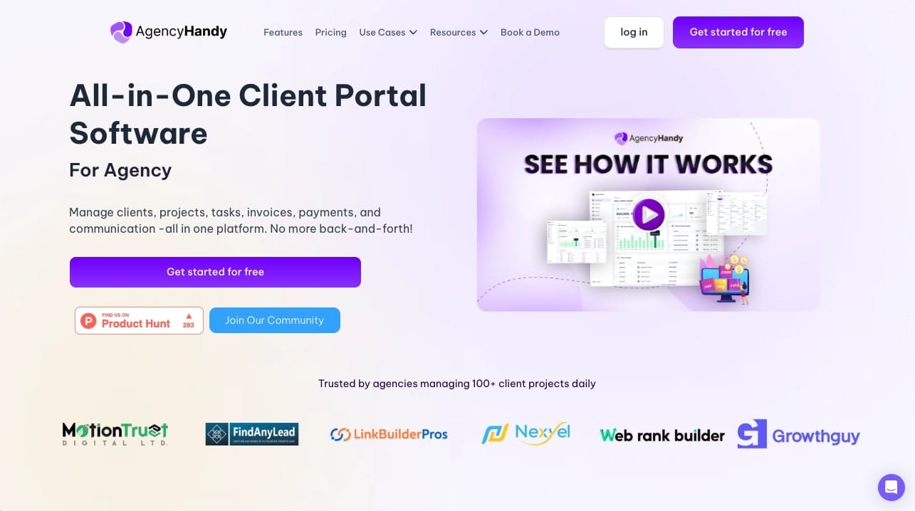 Agency Handy client portal software