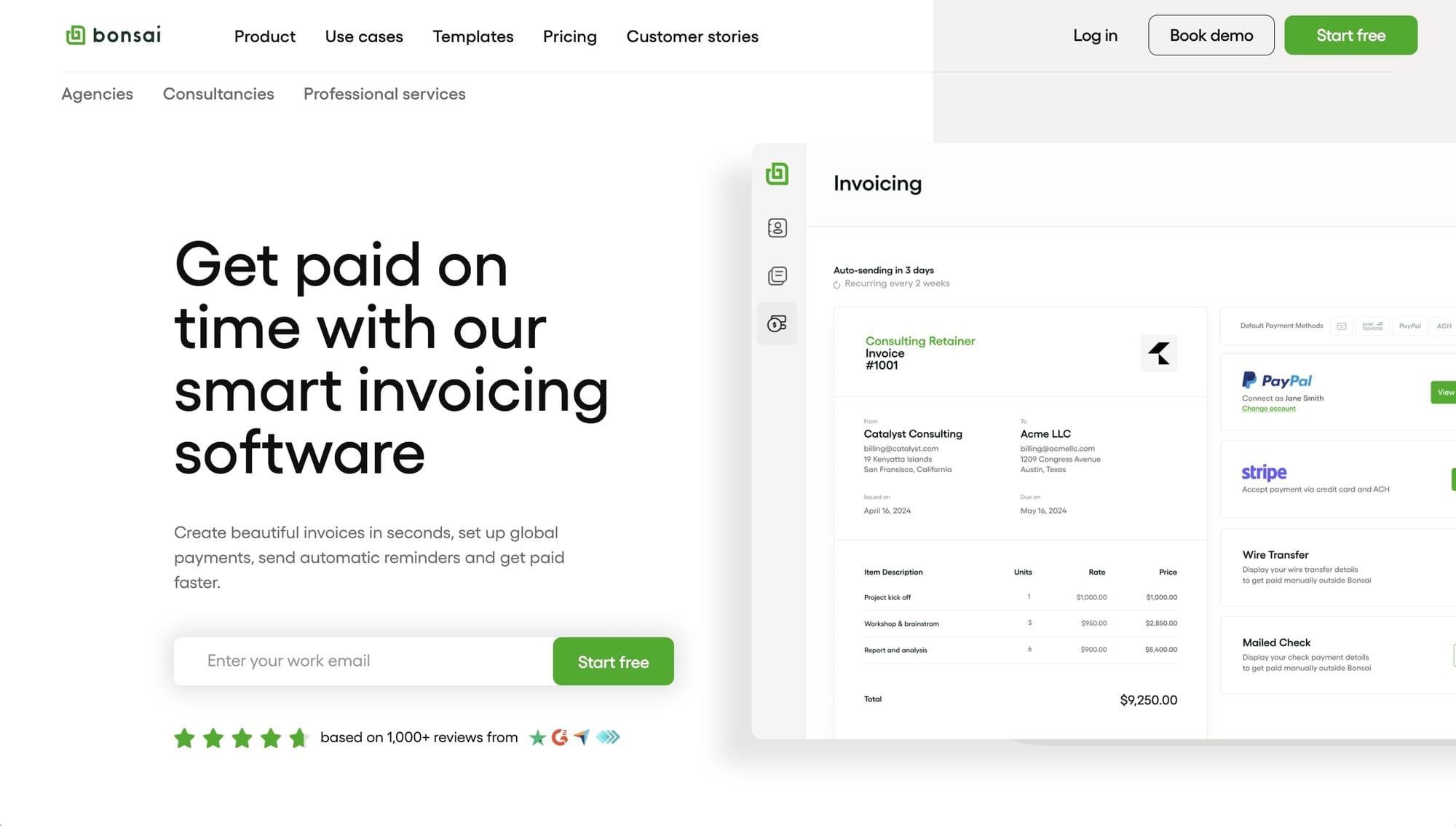 Bonsai invoicing software