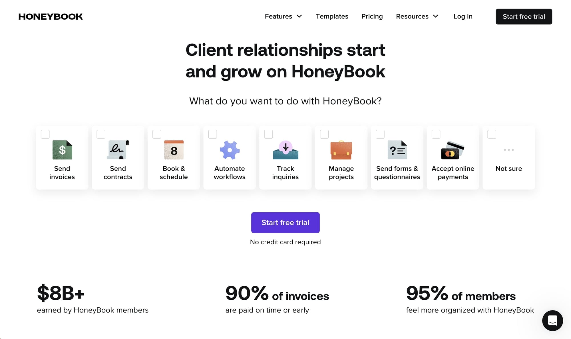 HoneyBook client management software