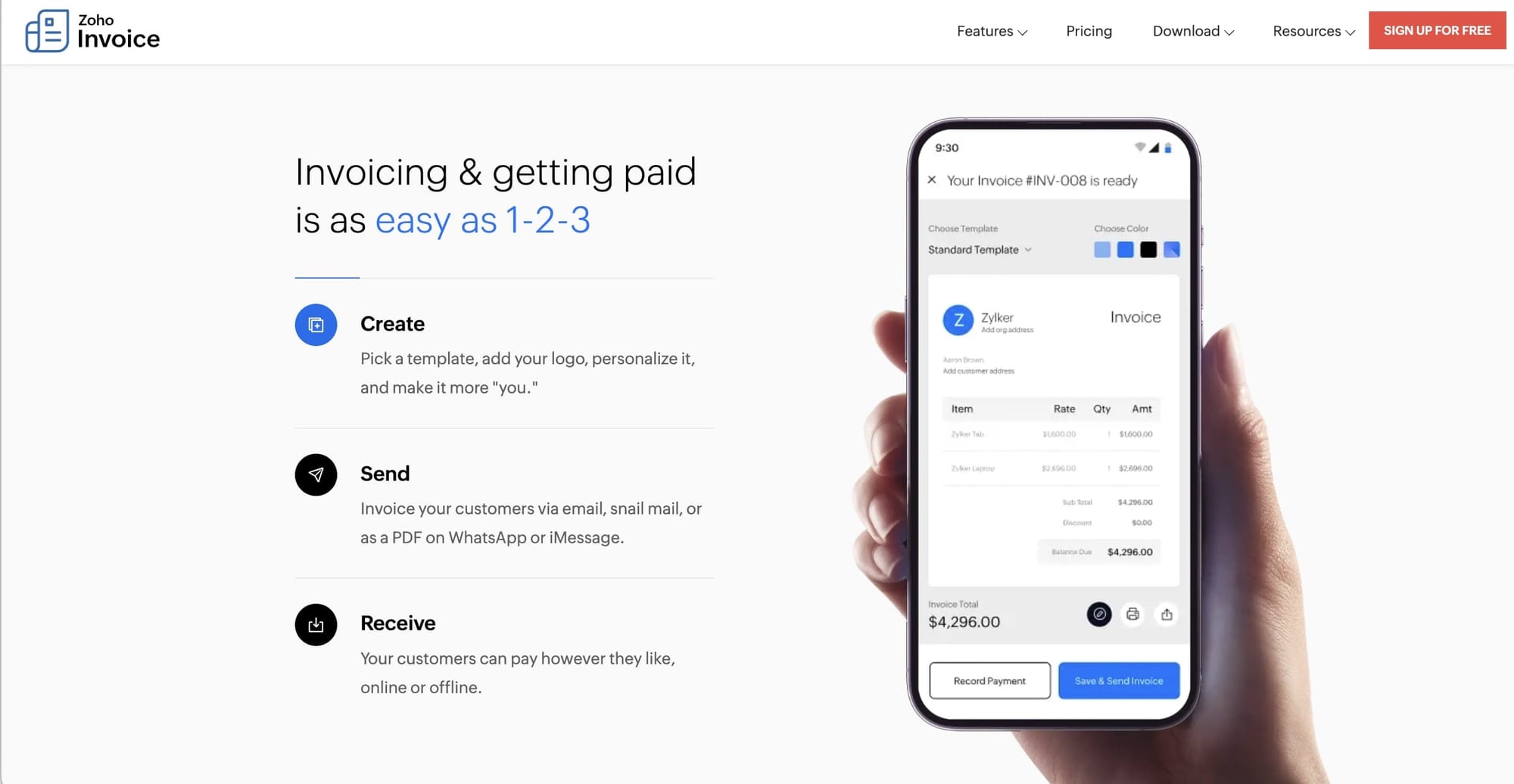 Zoho Invoice for small businesses