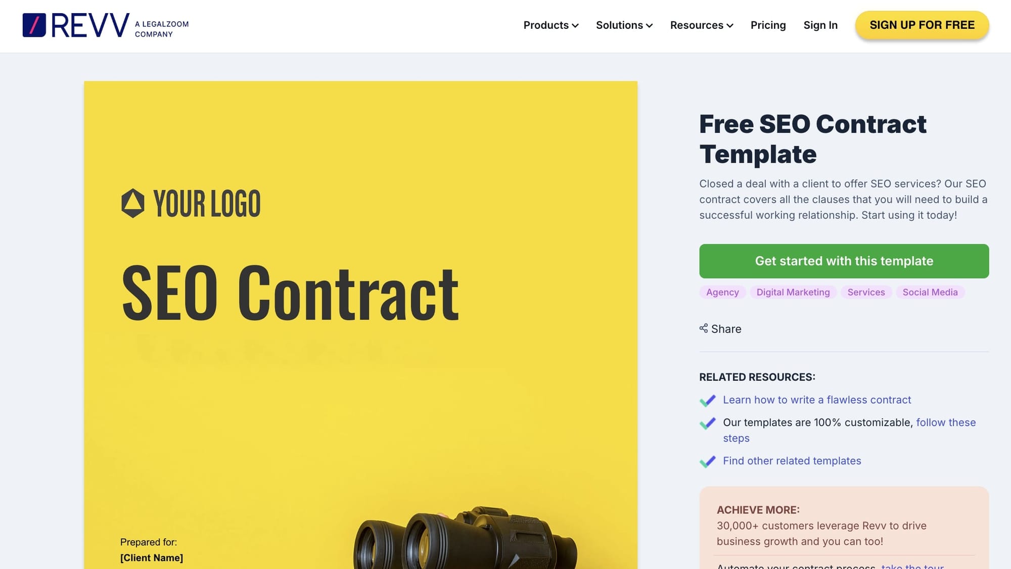 Revv SEO contract template