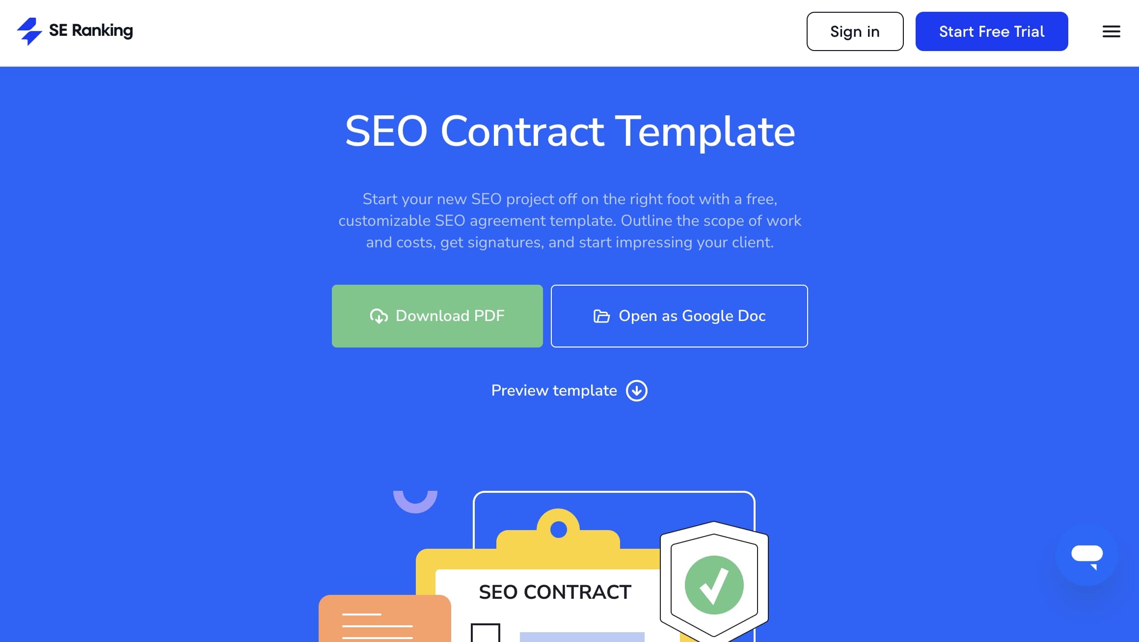 SE Ranking SEO contract template