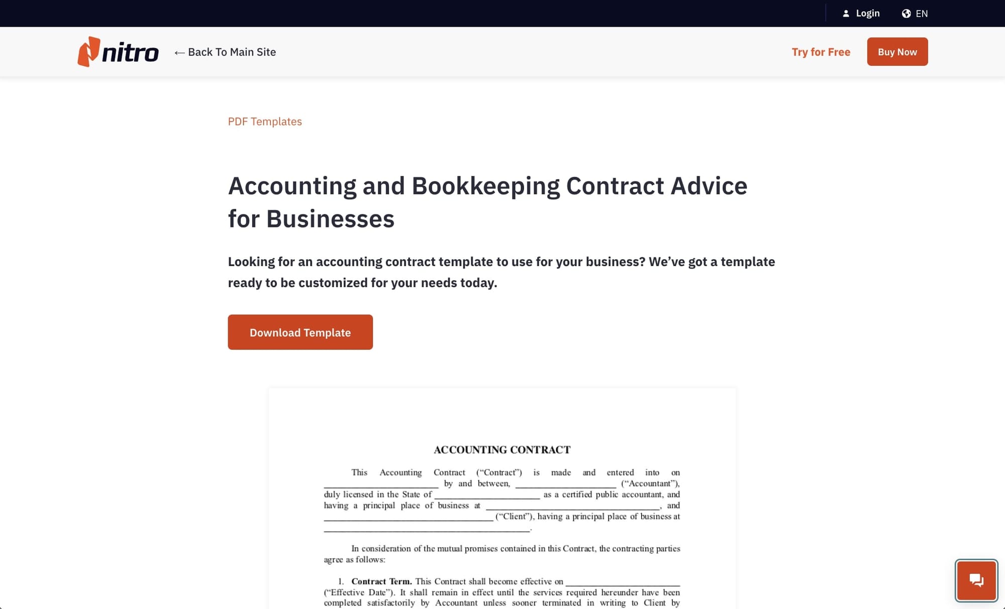 Nitro accounting contract