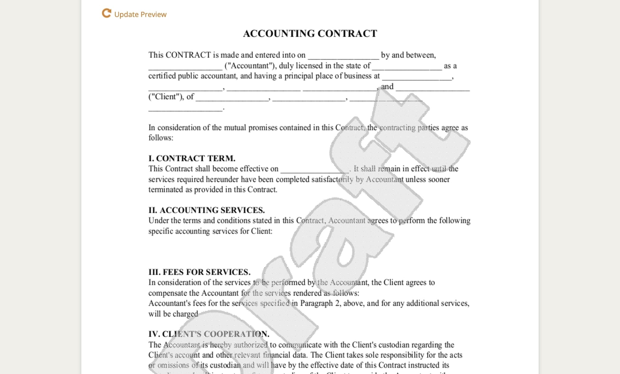 Rocket Lawyer accounting contract