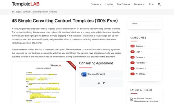 Strategy consulting contract template